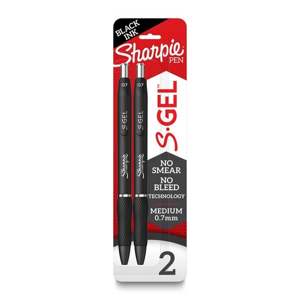Sharpie S-Gel 7mm Black 2Pk